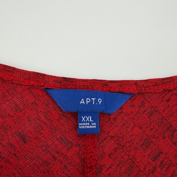 APT 9 Red Chevron Print Long Sleeve V‎ Neck Top Women's Plus Size XXL - Picture 3 of 6